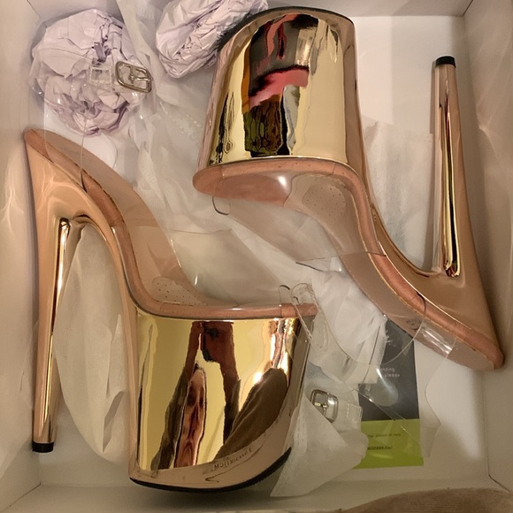 Hella heels Sienna Classic Stiletto - Rose Gold - 8 INCH size 5 - Picture 2 of 2